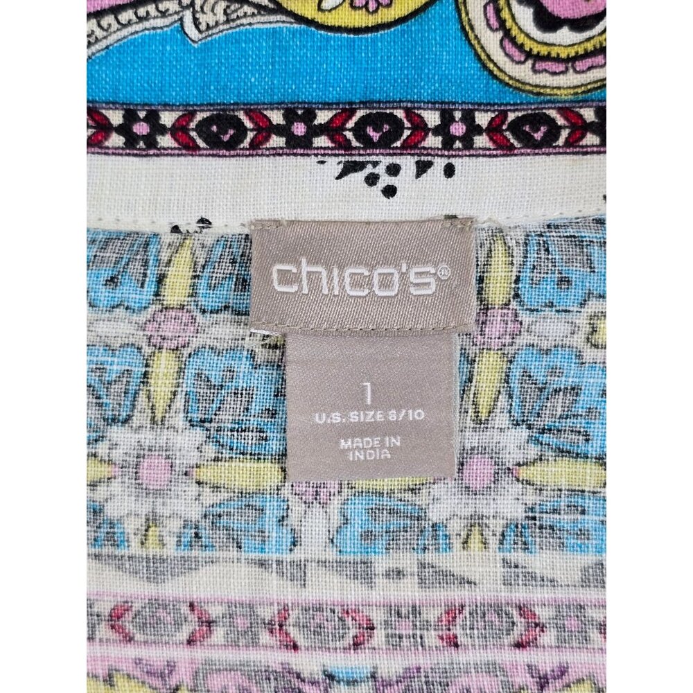 Chicos Patchwork Open-Front Linen Jacket Duster C… - image 2